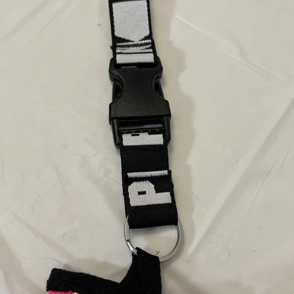 PINK VS Lanyard ID Holder Pouch Wallet Keychain Black‎ White Trendy Gorpcore